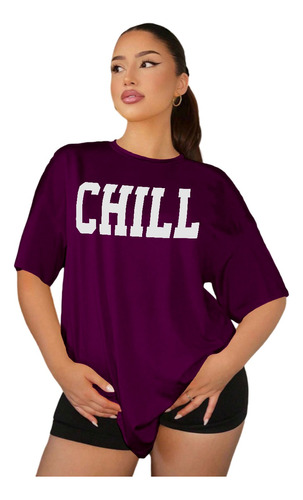 Camiseta Oversized Plus Size Chill Moda Gringa Swag Moderna