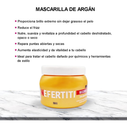 Mascarilla Para Cabello Maltratado Argan Hidratante Nefertit