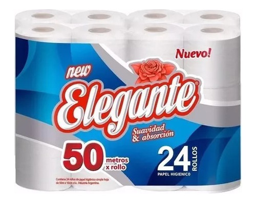 Papel Higienico Elegante 50 Metros X 24 Un Blanco Premium