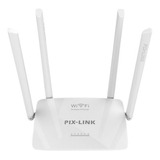 Router Wifi Pix Link 4 Antenas Qos Repetidor Rompe Muros Color Blanco