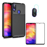 Capa Carbono Premium + Pl/3d + Pl/câmera Para Xiaomi Redmi7