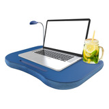 Mesa Para Laptop Acojinada Con Porta Vasos Y Luz Led Azul