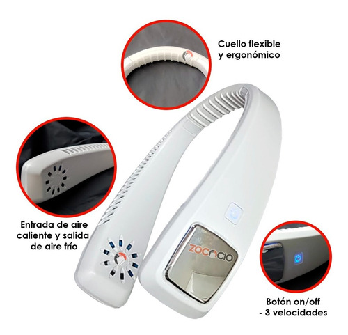 Ventilador De Cuello Portátil Aire Personal Manos Libres Usb