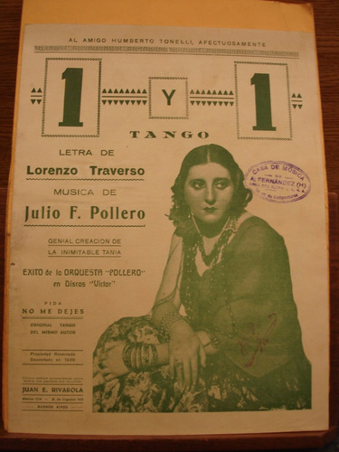 Partitura 1 Y 1 Tango Traverso Pollero Tania