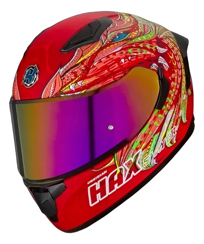 Casco Motociclista Hax Integral Obsidian Slayer Rjo Mate  | Meses sin interés