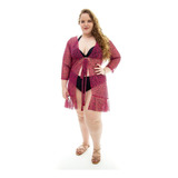 Saída Praia De Banho Kimono Bata Estampada E Lisa Plus Size