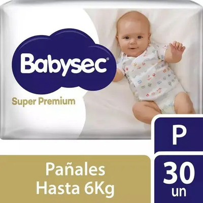 Pañales Babysec Super Premium P x 30 unidades | MercadoLibre