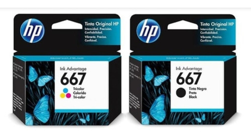 Pack Tinta Hp 667 Original Negro + Color