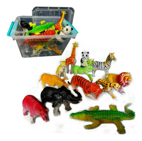 Animales De La Selva De Goma Grandes 10 A 18 Cms Caja X 12