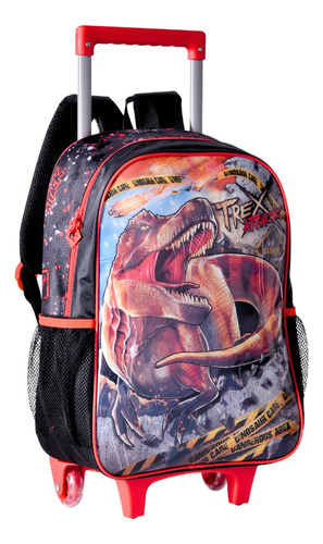 Mochila De Rodinhas Infantil Escolar Menino Dinossauro Rex