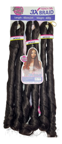 Cabelo Jumbo Liso Ondulado French Curl Crochet Braid 400gr Cor Chocolate #4