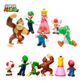 Kit 6 Bonecos Mario Bros Action Figure Miniatura Donkey Kong