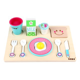 Juego Set Bandeja Desayuno Madera Ecológica Montessori Zk-72