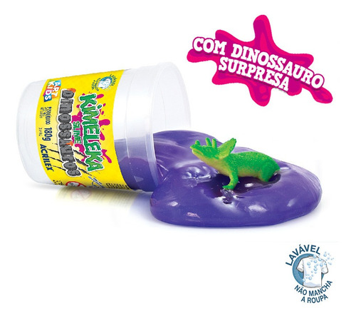 Kimeleka Slime Com Dinossauro Acrilex 180g Cor Sortida