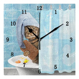 Reloj De Pared Para Gatos Zzkko, Silencioso, Funciona Con P.