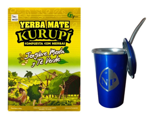 Kit Erva Mate Kurupí 500 Gramas - Cuia Copo 300ml E Bomba