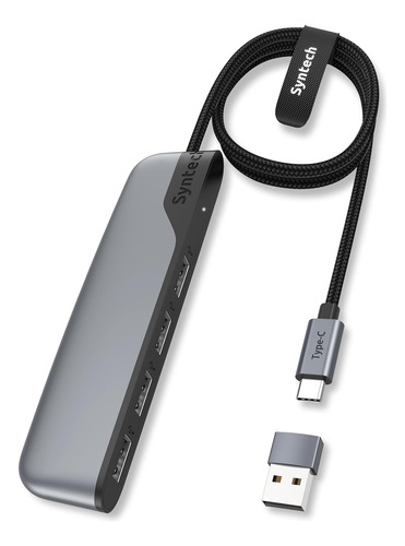 Hub Usb C A Usb De 4 Puertos Con Cable Extendido De 2 Pies,