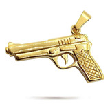 Dije Acero Dorado Pistola Corta Arma Fuego Gatillo Grande