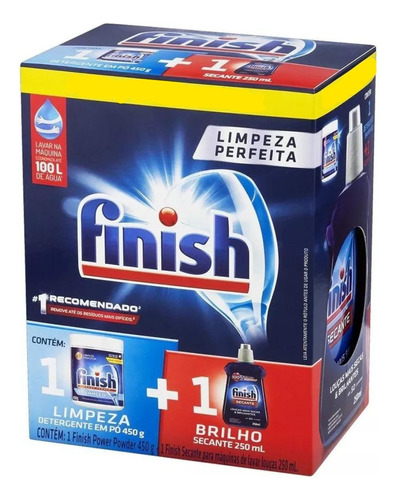 Detergente Em Pó Para Máquina De Lavar Louças 450g E Secante Finish 250ml Preço Especial