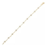 Pulseira Infantil Elo Português Com Zircônias Ouro 18k *