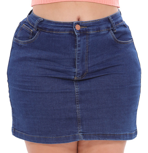 Saia Jeans Feminina Plus Size Curta Destroyed Verão