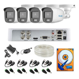 Kit 4 Camaras 1080 Hilook Colorvu Audio 100mts Utp 1tb