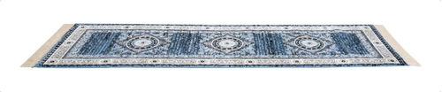 Passadeira Trilho 2m Tabriz Indiano 66x210cm Tip Persa Belga Cor Azul-celeste Desenho Do Tecido Clássico