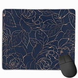 Pad Mouse - Gold Rose In Navy Blue Pattern Mouse Pad Mouse M