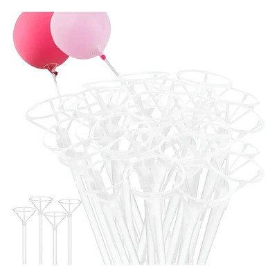 50 Popote Porta Globo Grande 75cm Copa Base + Vara Burbuja Color Copa Blanca Y Popote Transparente soporte baston base para globo latex burbuja | Envío gratis