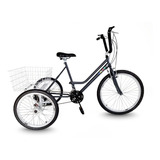 Bicicleta Triciclo Adulto - Chumbo/branco - Aro 26- M. Hiper