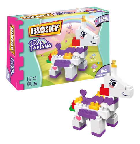 Bloques Para Armar Blocky Mini Unicornio Fantasía 36 Piezas