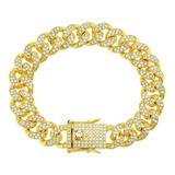 Pulsera Cubana Simil Diamantes Oro Plata Strass Iced Out