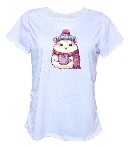 Blusa Playera Mujer Hamster Con Bufanda Y Gorro Kwai