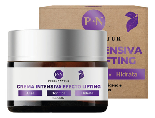 Pureza Natur Crema Facial Efecto Lifting Intensiva Hidratante| Tratamiento Para Cara Y Ojos Con Acido Hialuronico Colágeno Y Elastina Rejuvenecedora Todo Tipo De Piel +30 50g