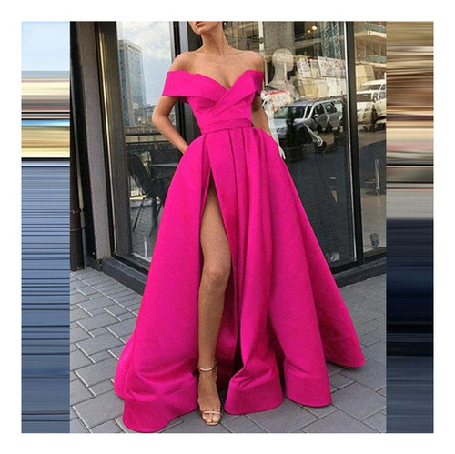 Elegante Vestido De Noche De Color Liso Con Escote En V2023