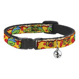 Collar De Gato Breakaway Ninja Turtles 4 Caras De Tortuga P.