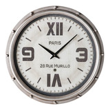 Reloj De Pared Regalo Hombre Vintage Metal Gris Landmark +