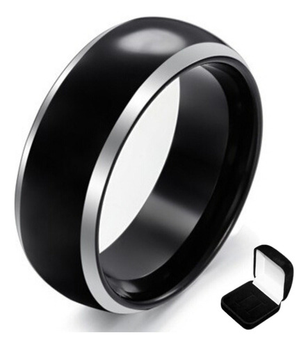 Aliança/anel Tungstênio Ródio Negro Preto 8mm