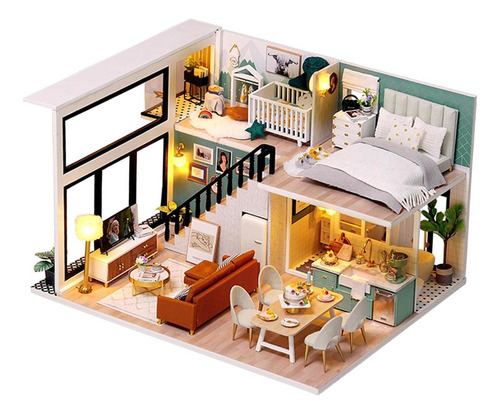 Casa De Miniatura Con Muebles Diy Casa De 1:12 Sala Creativa