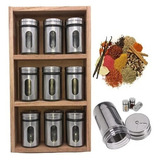 Set X9 Frascos Especieros Pimentero Acero Inox Organizador