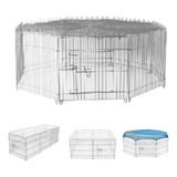 Corral Mascotas 8 Piezas 63 X 62cm Puerta, Malla Superior Me