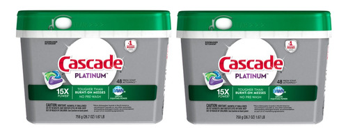 2x Cascade Platinum De 48cap C/u Detergente Lavavajillas