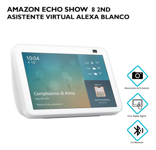 Amazon Echo Show 8 2nd Gen Asistente Virtual Alexa Blanco