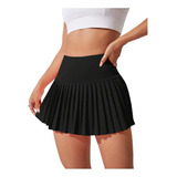 Mini Falda Short Casual Corto Skort Sexy Plisada Mujer Negro