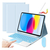 Funda Con Teclado Mouse+lápiz P/iPad 10.ª Gen.10.9in Azul