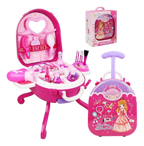 Salon Belleza Juguete Maquillaje Infantil Crear Diseñar Rosa