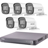 Kit Seguridad Hikvision 5 Cámaras 5mp Noche Color Audio