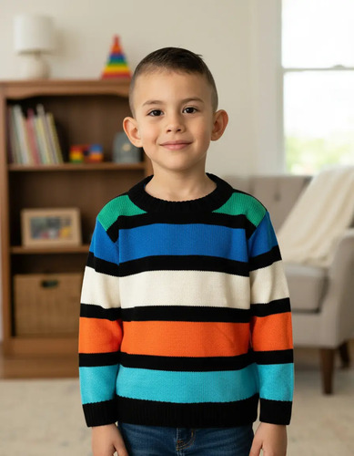 Suéter Niño Casual Formal, Tejido De Punto En Colores Vivos