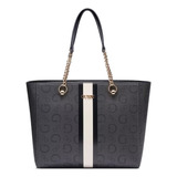 Bolsa Tote Guess Mujer Aa889025 Color Negro Correa De Hombro Negro Diseño De La Tela Monograma