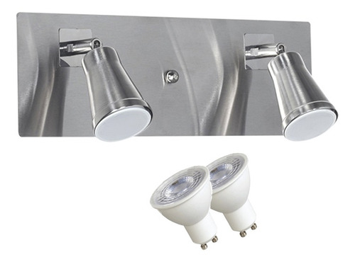 Apliques Pared Baño Led Acero Spot Dublin + 2 Dicroicas 7w